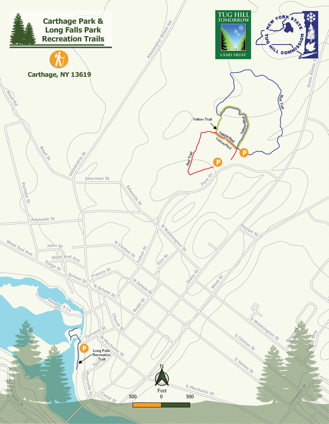 Carthage Park & Long Falls Park Trails Map