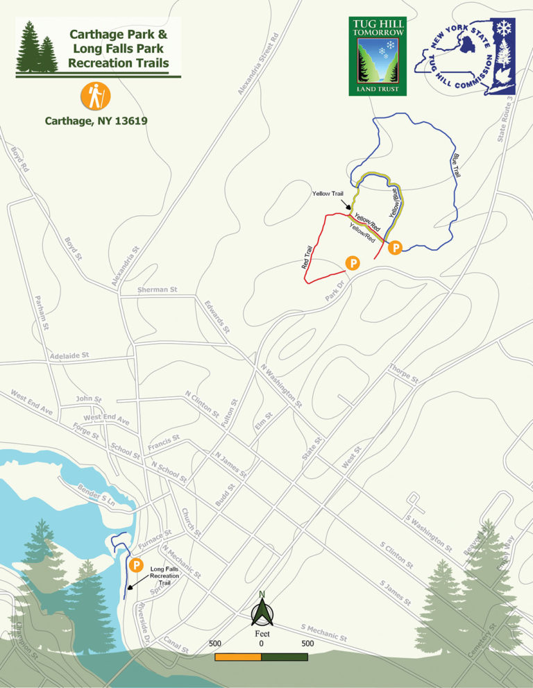 Carthage Park & Long Falls Park Trails Map